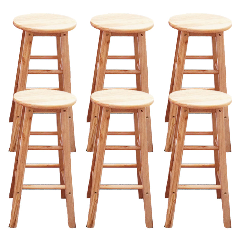Modern Armless Wooden Counter Stool Oak Wood High Stool with 4 Legs