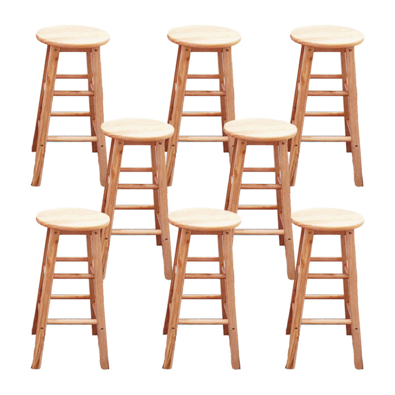 Modern Armless Wooden Counter Stool Oak Wood High Stool with 4 Legs