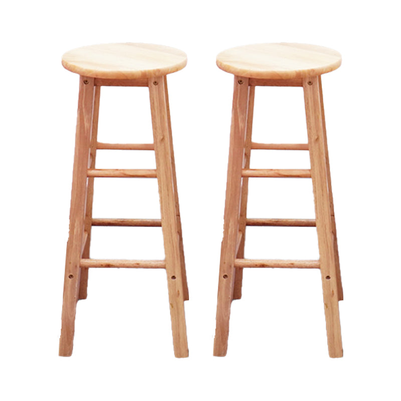 Modern Armless Wooden Counter Stool Oak Wood High Stool with 4 Legs