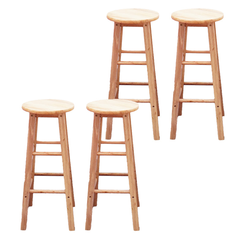 Modern Armless Wooden Counter Stool Oak Wood High Stool with 4 Legs
