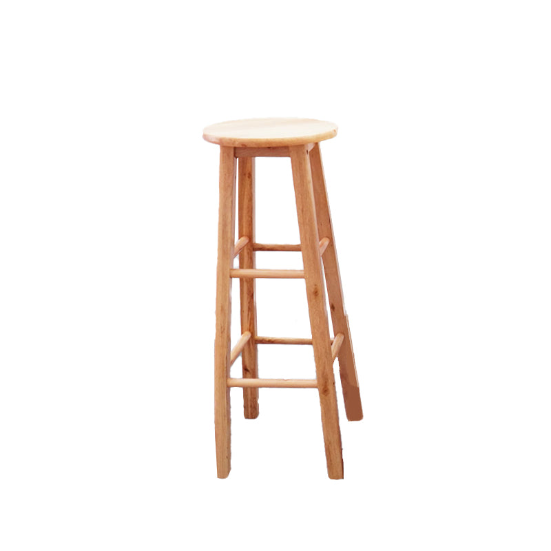 Modern Armless Wooden Counter Stool Oak Wood High Stool with 4 Legs