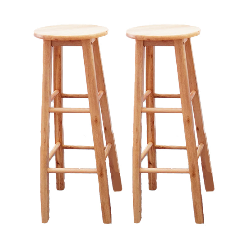 Modern Armless Wooden Counter Stool Oak Wood High Stool with 4 Legs
