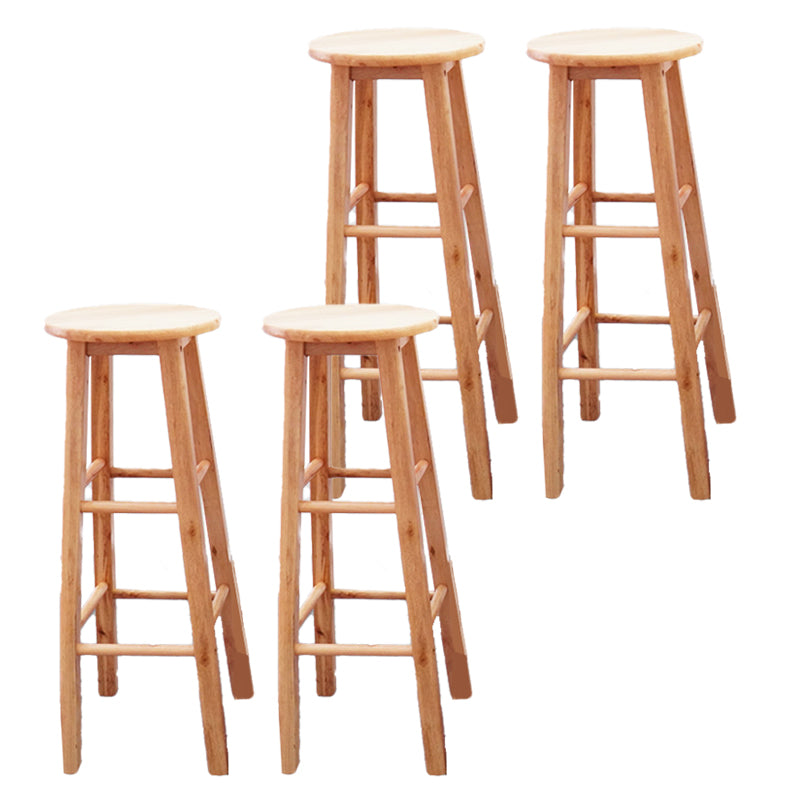 Modern Armless Wooden Counter Stool Oak Wood High Stool with 4 Legs
