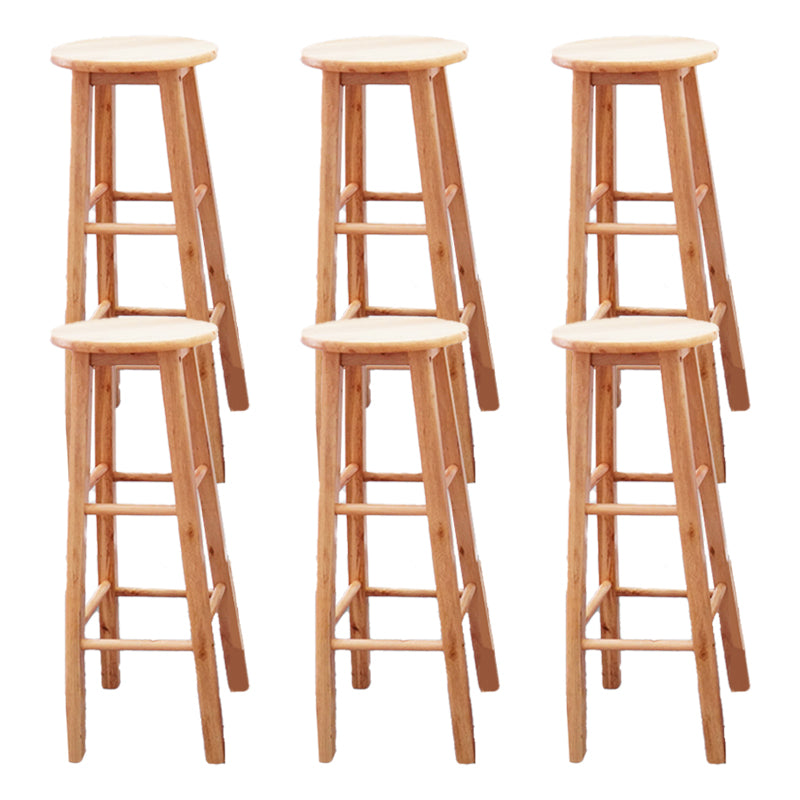 Modern Armless Wooden Counter Stool Oak Wood High Stool with 4 Legs