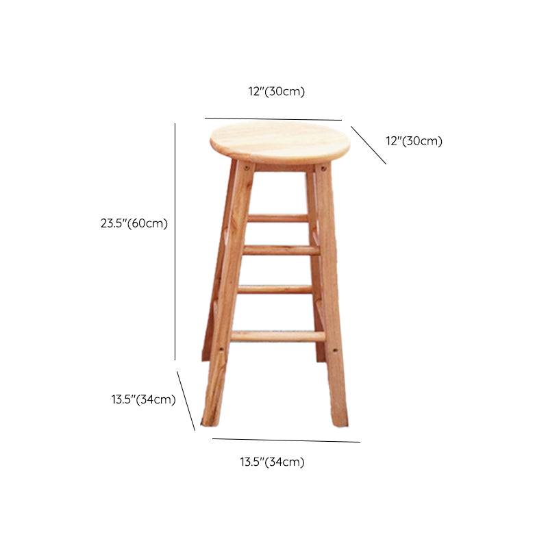 Modern Armless Wooden Counter Stool Oak Wood High Stool with 4 Legs