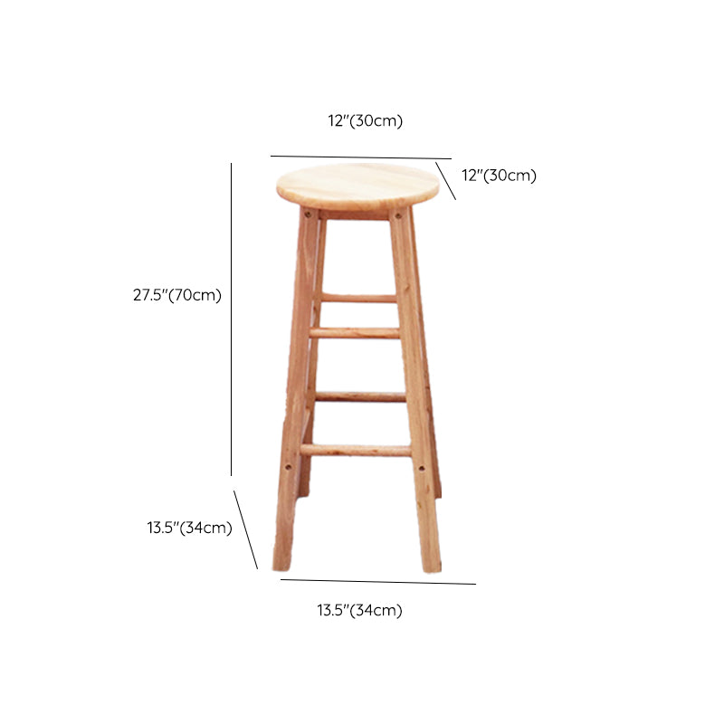 Modern Armless Wooden Counter Stool Oak Wood High Stool with 4 Legs