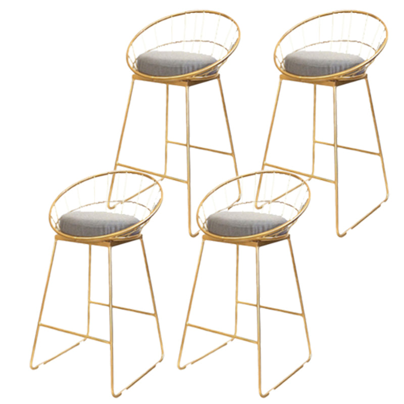 Glam Style Upholstered Counter Stool Armless Bar Stool with Footrest