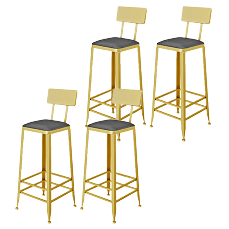 Glam Style Upholstered Counter Stool Armless Bar Stool with Footrest