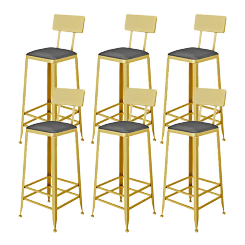 Glam Style Upholstered Counter Stool Armless Bar Stool with Footrest