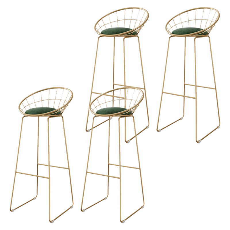 Glam Style Upholstered Counter Stool Armless Bar Stool with Footrest