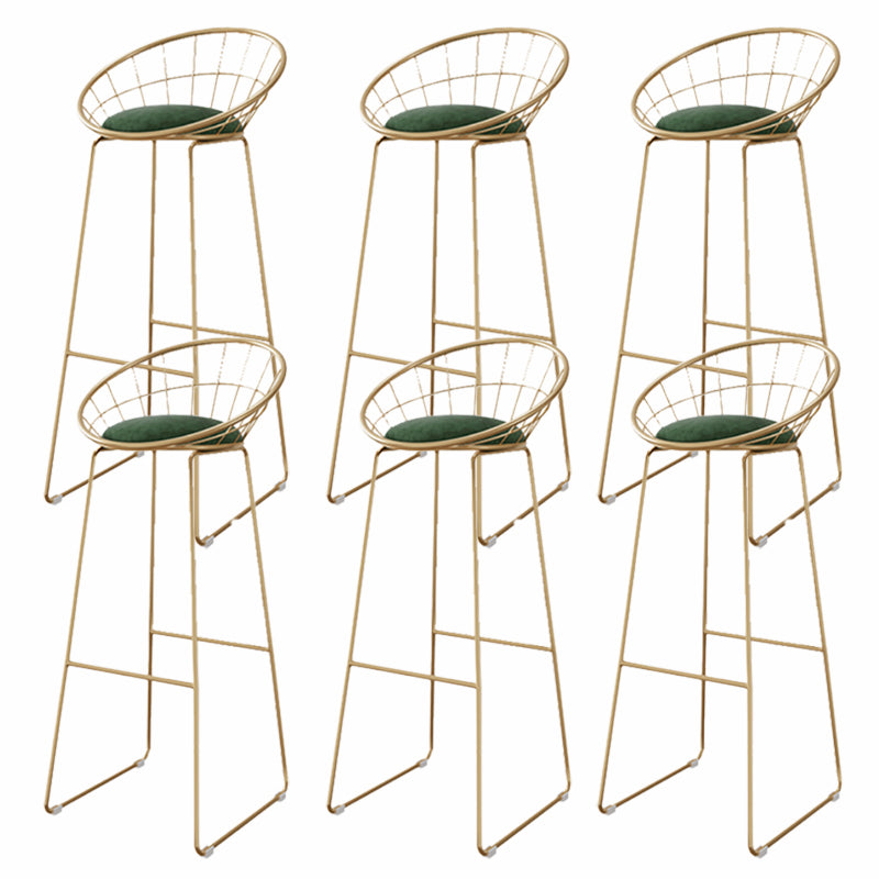 Glam Style Upholstered Counter Stool Armless Bar Stool with Footrest