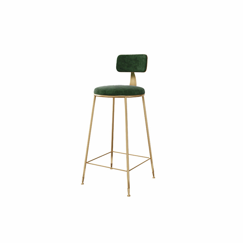 Glam Style Upholstered Counter Stool Armless Bar Stool with Footrest