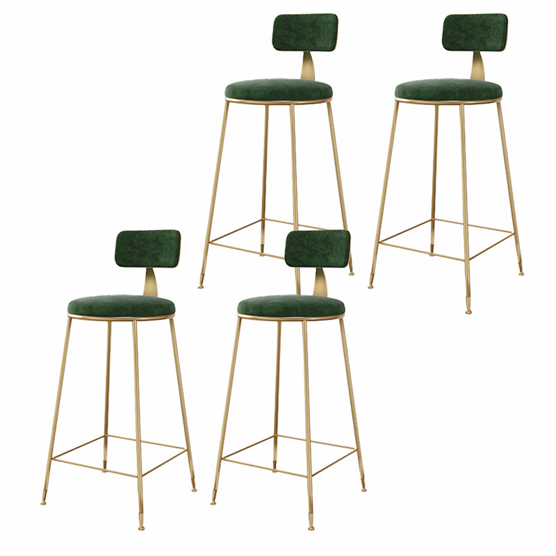 Glam Style Upholstered Counter Stool Armless Bar Stool with Footrest