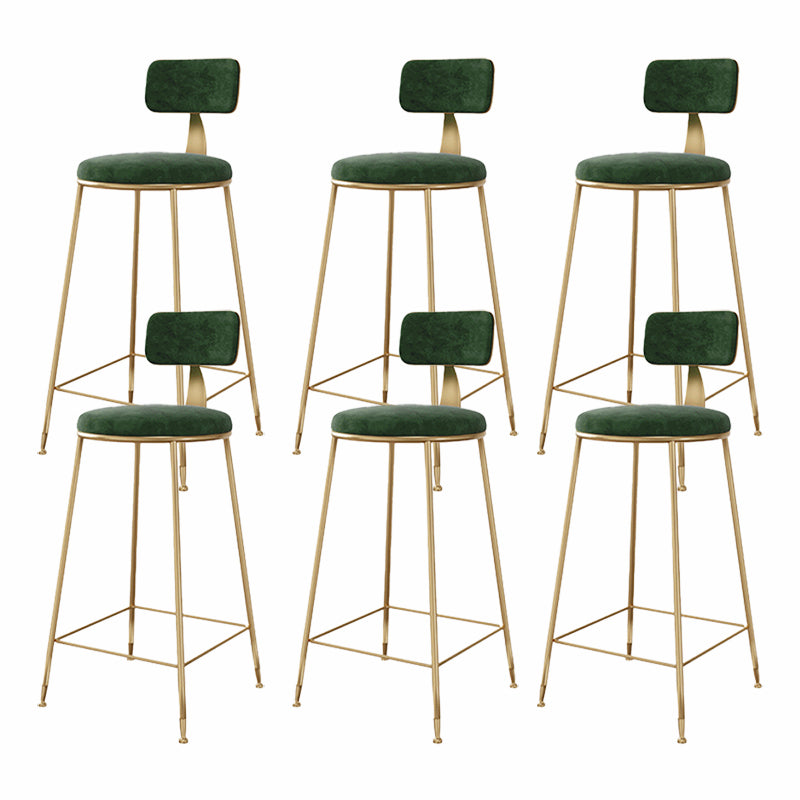Glam Style Upholstered Counter Stool Armless Bar Stool with Footrest