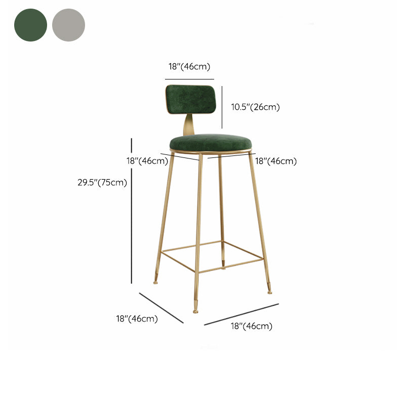 Glam Style Upholstered Counter Stool Armless Bar Stool with Footrest