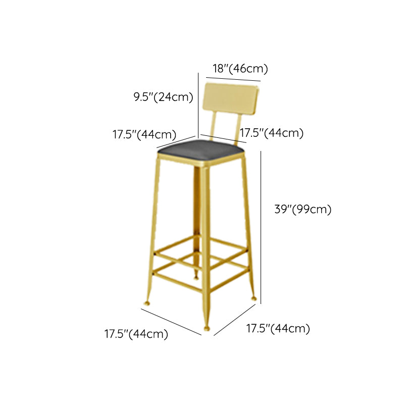 Glam Style Upholstered Counter Stool Armless Bar Stool with Footrest