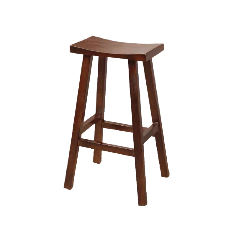 Industrial Backless Solid Wood Counter Stool Wooden Armless High Chair with 4 Legs
