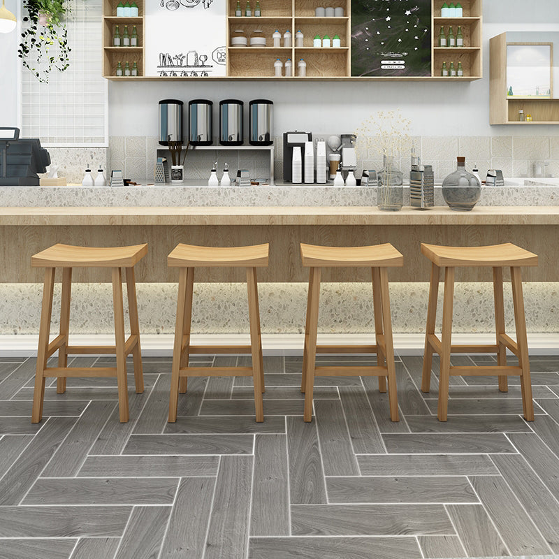 Industrial Backless Solid Wood Counter Stool Wooden Armless High Chair with 4 Legs