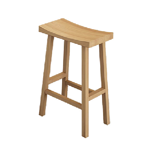 Industrial Backless Solid Wood Counter Stool Wooden Armless High Chair with 4 Legs