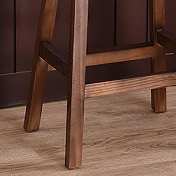 Industrial Backless Solid Wood Counter Stool Wooden Armless High Chair with 4 Legs