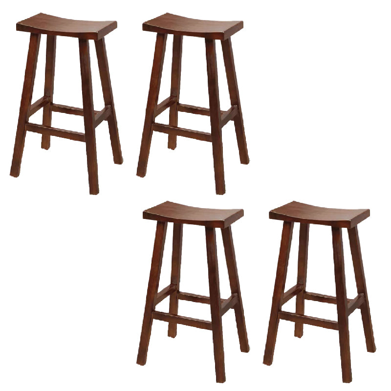Industrial Backless Solid Wood Counter Stool Wooden Armless High Chair with 4 Legs