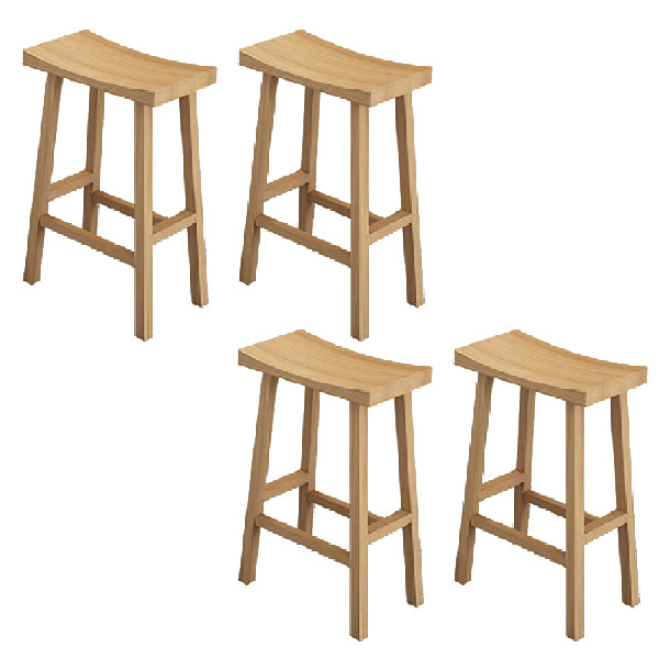 Industrial Backless Solid Wood Counter Stool Wooden Armless High Chair with 4 Legs