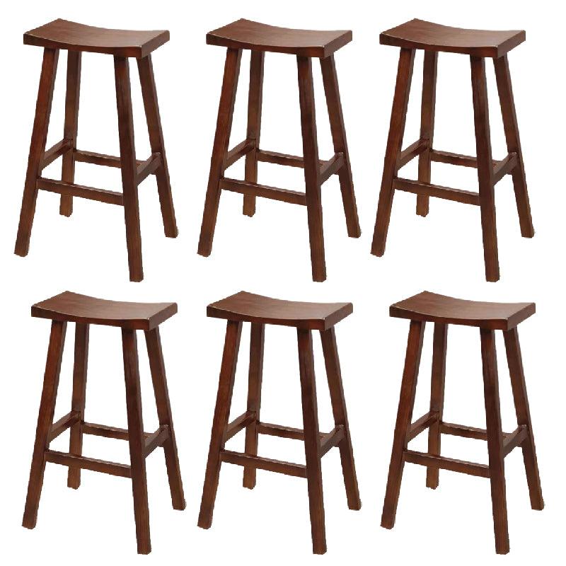 Industrial Backless Solid Wood Counter Stool Wooden Armless High Chair with 4 Legs