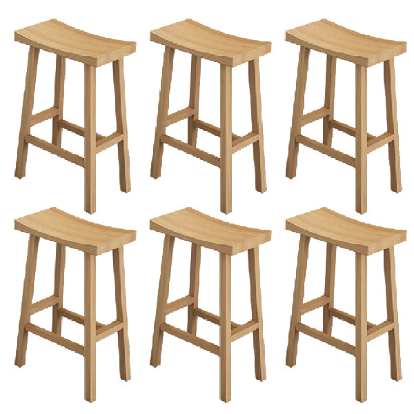 Industrial Backless Solid Wood Counter Stool Wooden Armless High Chair with 4 Legs