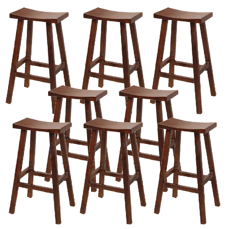 Industrial Backless Solid Wood Counter Stool Wooden Armless High Chair with 4 Legs