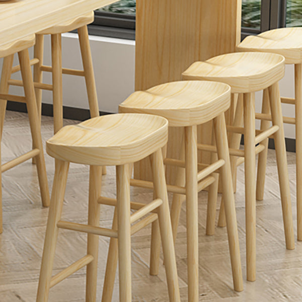 Industrial Wooden Armless High Chair 30" Height Backless Solid Wood Counter Stool