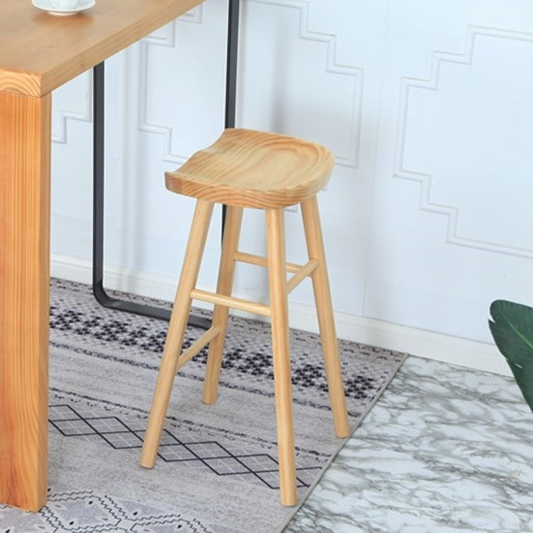Contemporary Solid Wood Counter Stool Saddle Seat Bar Stool for Living Room