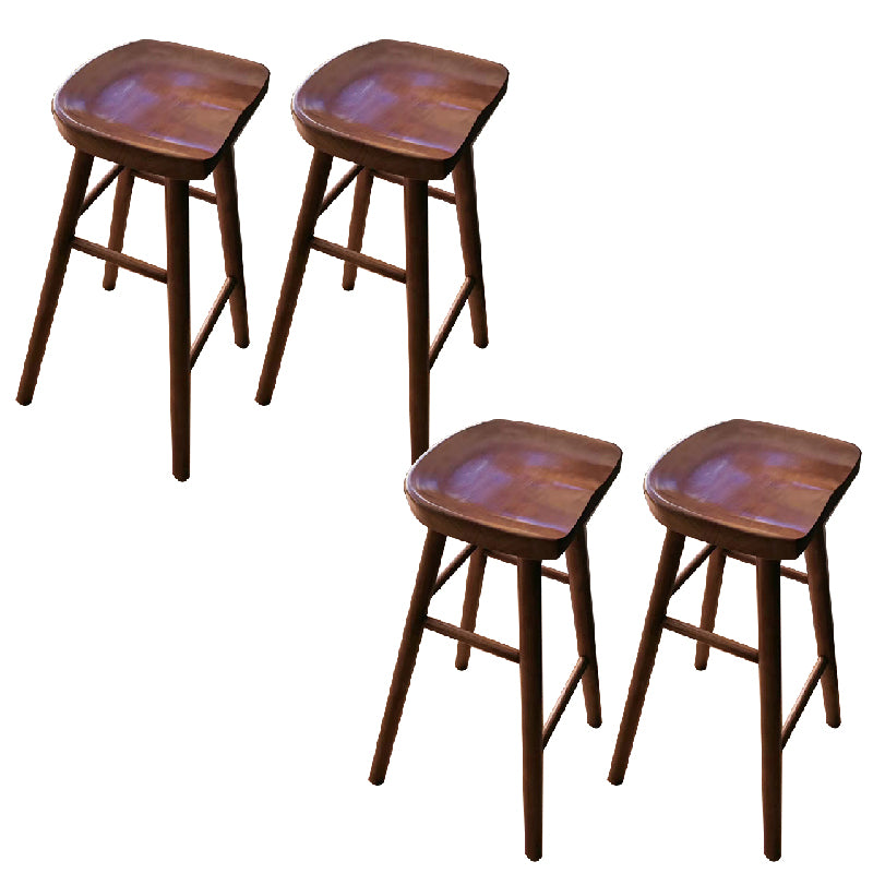 Contemporary Solid Wood Counter Stool Saddle Seat Bar Stool for Living Room