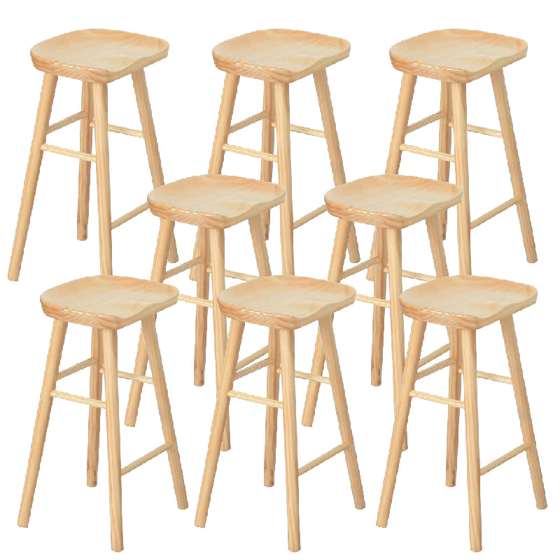 Contemporary Solid Wood Counter Stool Saddle Seat Bar Stool for Living Room