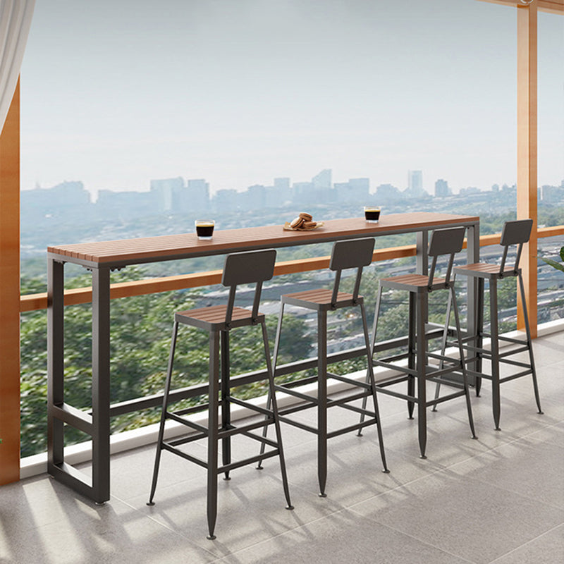 Contemporary Style Counter Stool Square Wood Bar Stool with Footrest