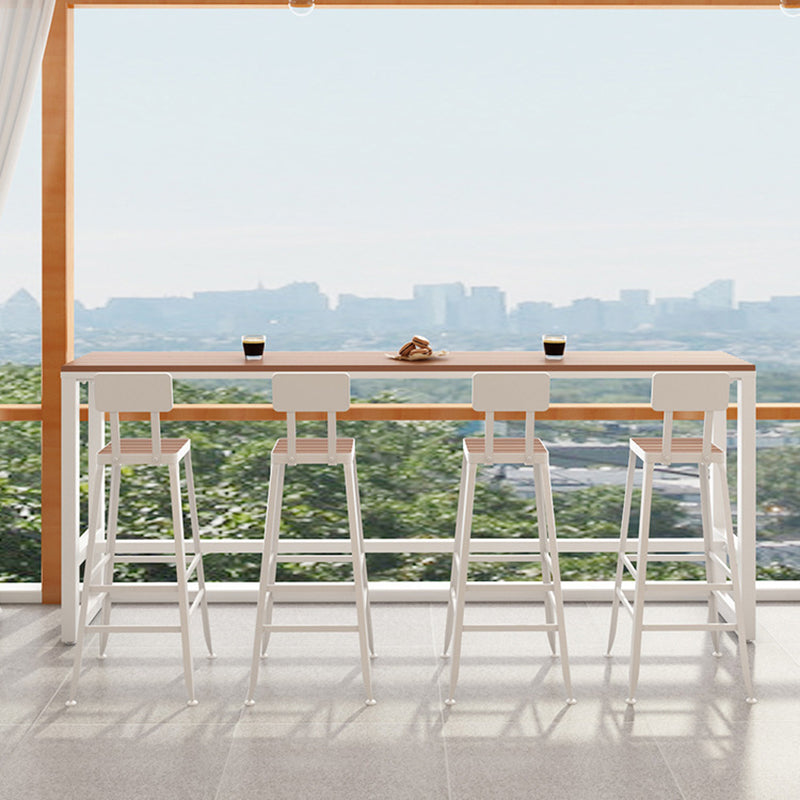 Contemporary Style Counter Stool Square Wood Bar Stool with Footrest