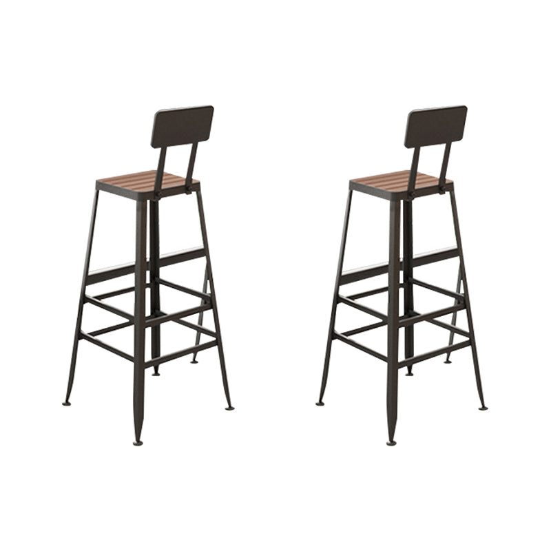 Contemporary Style Counter Stool Square Wood Bar Stool with Footrest