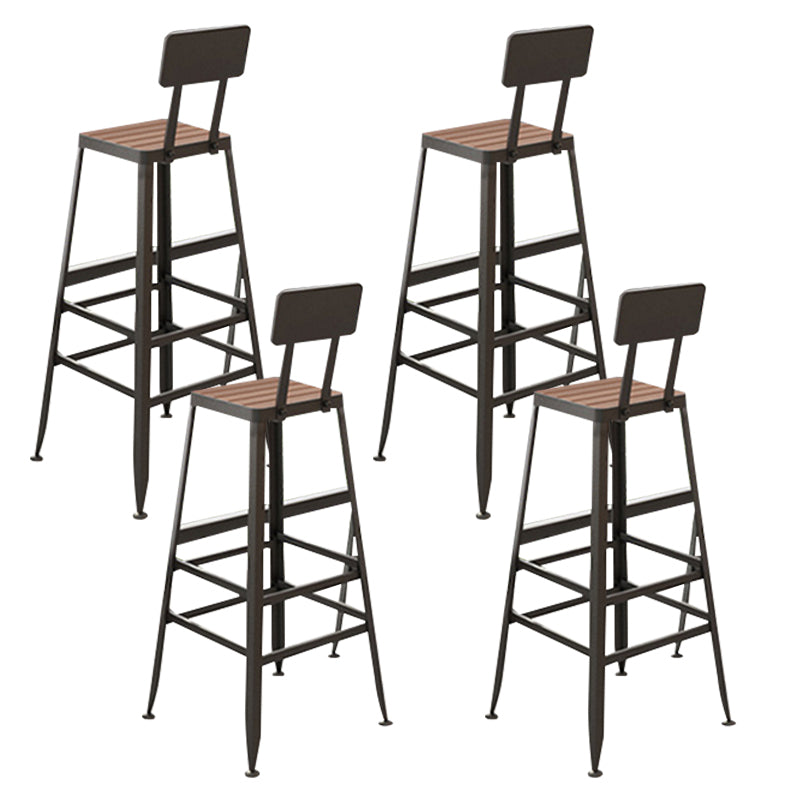 Contemporary Style Counter Stool Square Wood Bar Stool with Footrest