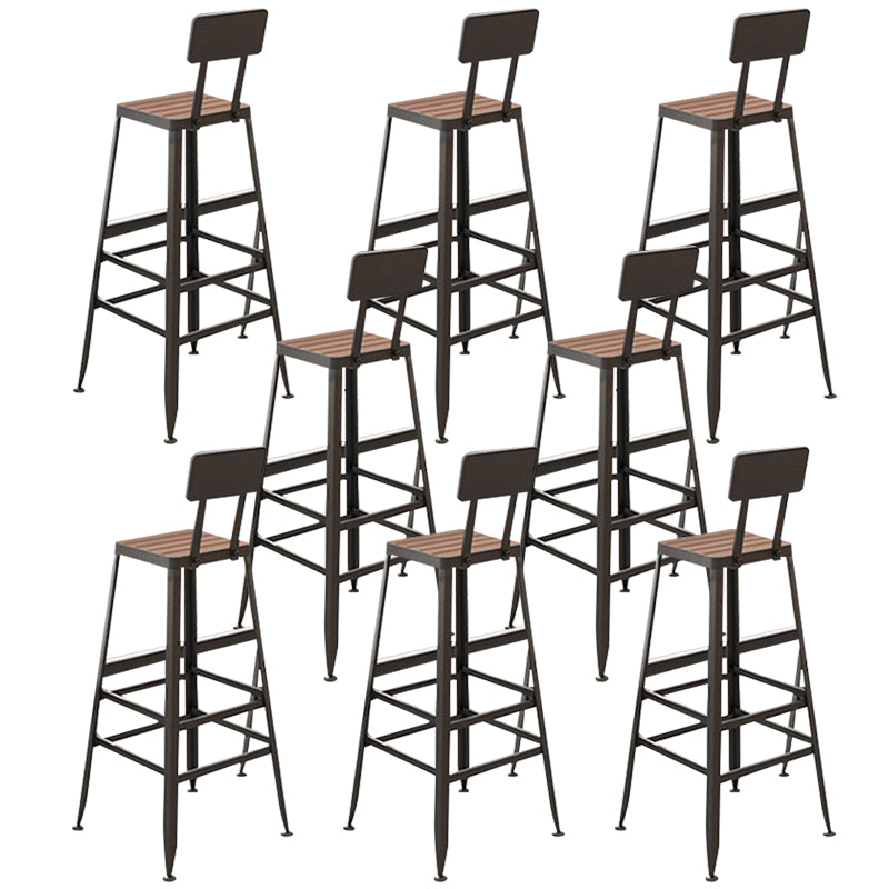 Contemporary Style Counter Stool Square Wood Bar Stool with Footrest