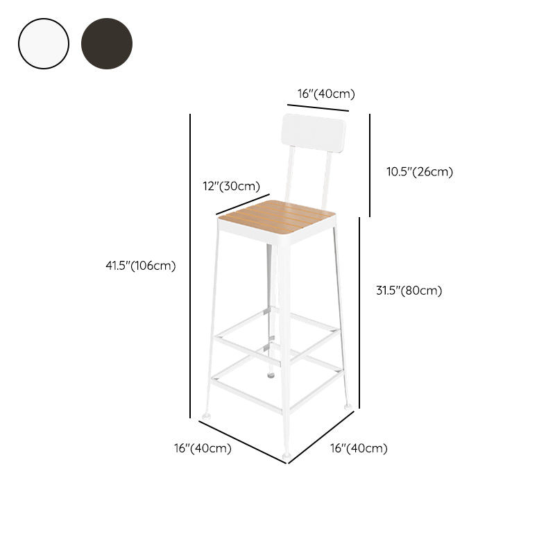 Contemporary Style Counter Stool Square Wood Bar Stool with Footrest