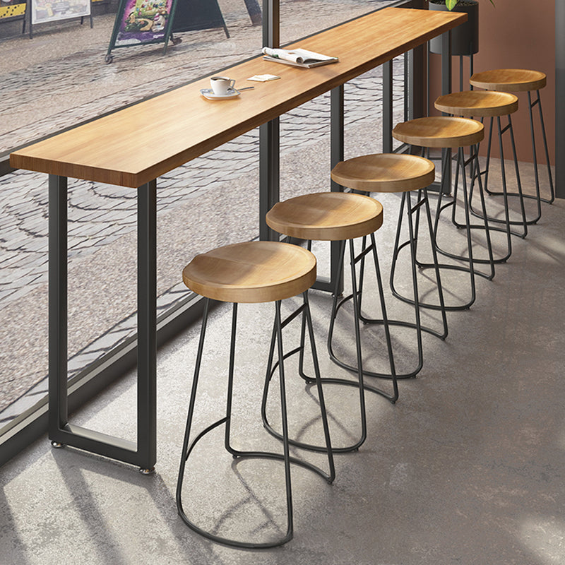Contemporary Solid Wood Counter Stool Saddle Seat Bar Stool for Indoor