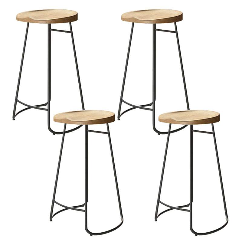 Contemporary Solid Wood Counter Stool Saddle Seat Bar Stool for Indoor