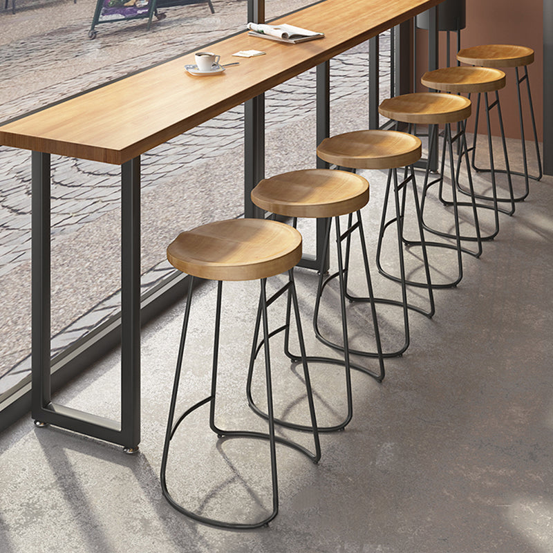 Contemporary Solid Wood Counter Stool Saddle Seat Bar Stool for Indoor