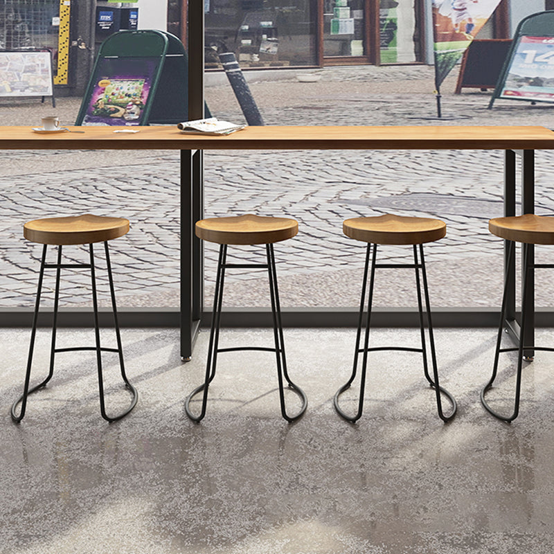 Contemporary Solid Wood Counter Stool Saddle Seat Bar Stool for Indoor