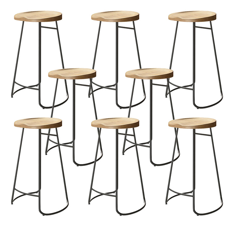 Contemporary Solid Wood Counter Stool Saddle Seat Bar Stool for Indoor