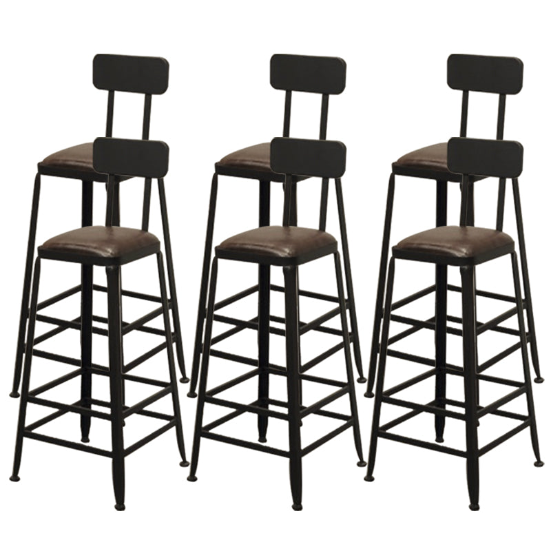 Contemporary Bar-height Counter Stool Low Back Bar Stool with Metal Base