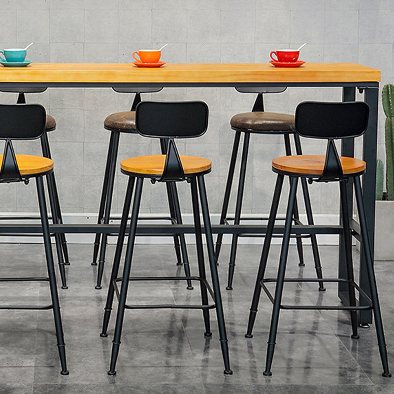 Contemporary Bar-height Counter Stool Low Back Bar Stool with Metal Base