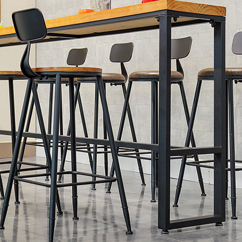 Contemporary Bar-height Counter Stool Low Back Bar Stool with Metal Base