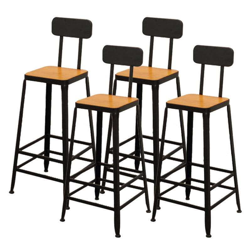 Contemporary Bar-height Counter Stool Low Back Bar Stool with Metal Base