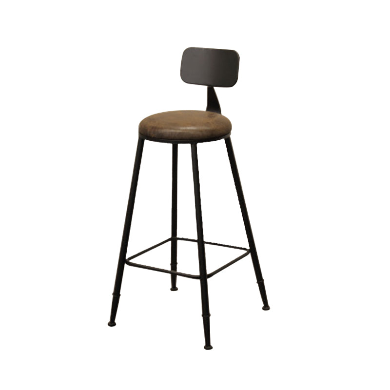 Contemporary Bar-height Counter Stool Low Back Bar Stool with Metal Base