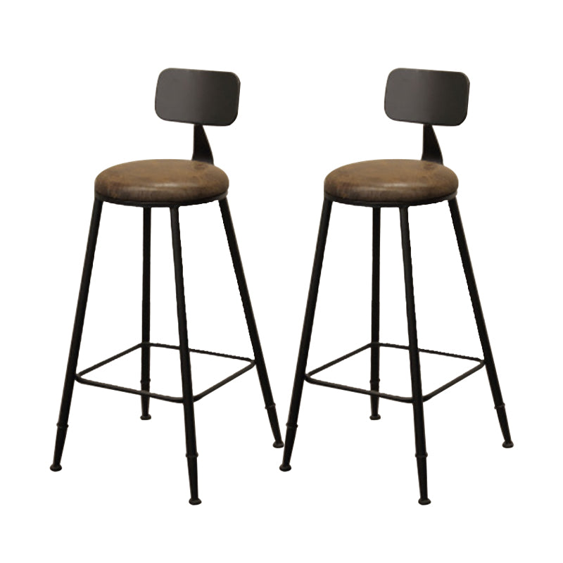Contemporary Bar-height Counter Stool Low Back Bar Stool with Metal Base